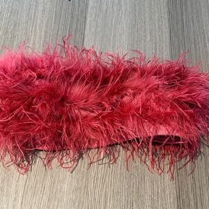 Fashion Nova Vibrant Pink Feather Strapless Top